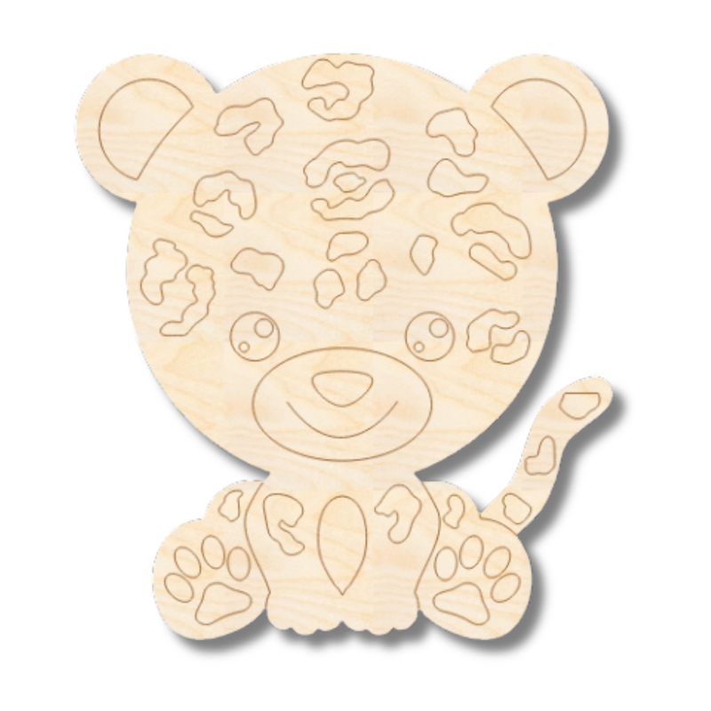 Unfinished Wood Etched Cheetah Shape | Paint By Line Crafts | up to 30" DIY