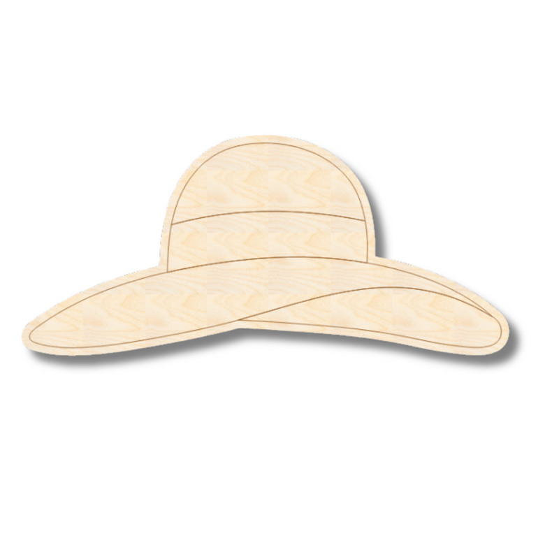 Unfinished Wood Etched Sun Hat Shape | Paint By Line Crafts | up to 30" DIY