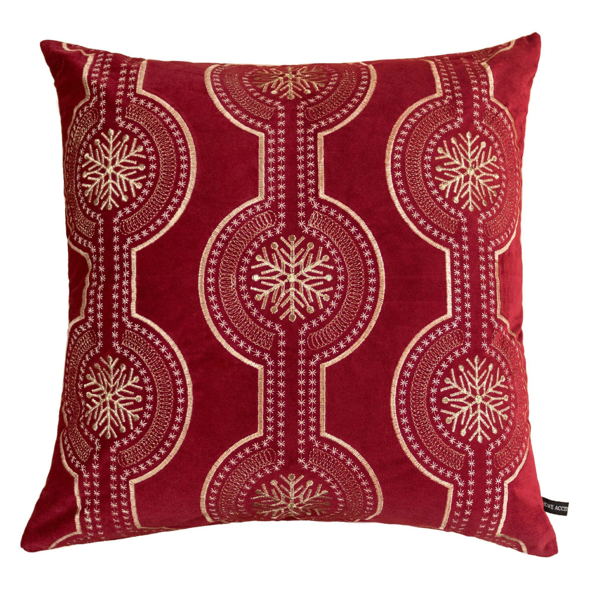 Holiday Throw Pillow With Snowflake Embroidery