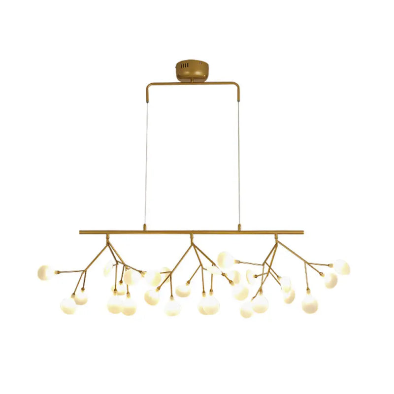DecorBites™ 27-Bulb Island Light Brass Finish Hanging Lamp with Glass Shade - Minimalist Branch Design