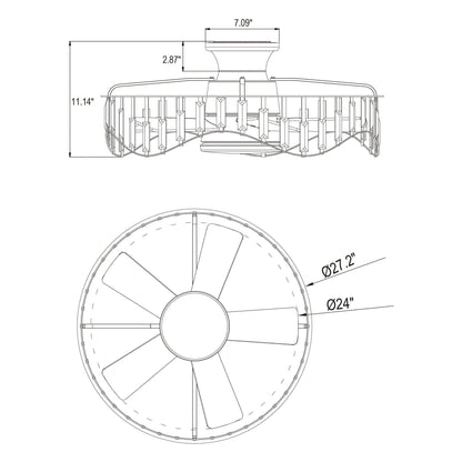 27" Modern DC Motor Brushed Nickel Flush Mount Reversible Ceiling Fan with Lighting and Remote Control