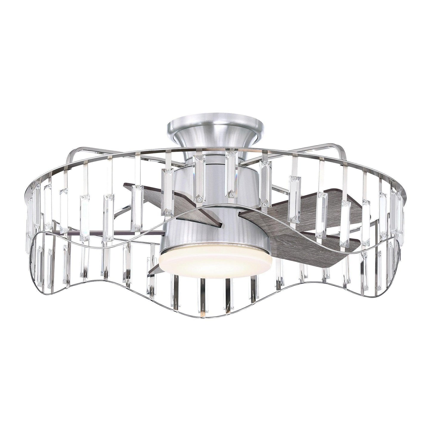27" Modern DC Motor Brushed Nickel Flush Mount Reversible Ceiling Fan with Lighting and Remote Control