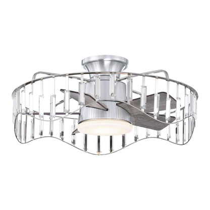 27" Modern DC Motor Brushed Nickel Flush Mount Reversible Ceiling Fan with Lighting and Remote Control