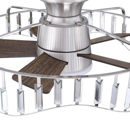 27" Modern DC Motor Brushed Nickel Flush Mount Reversible Ceiling Fan with Lighting and Remote Control