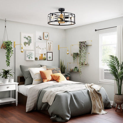 27" Modern DC Motor Downrod Mount Reversible Crystal Ceiling Fan with Lighting and Remote Control