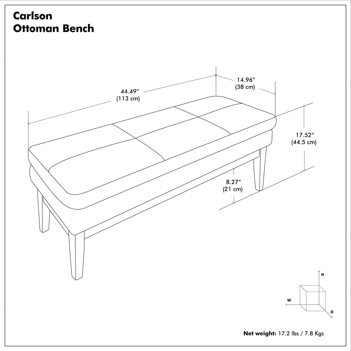 Carlson - Ottoman Bench, Mid Century Design