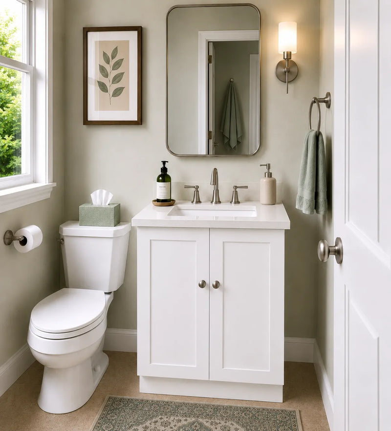 White Shaker 27" Full Height Door Vanity Sink Base Cabinet