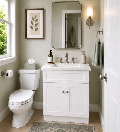 27 Inch White Shaker Single Sink Bathroom Vanity