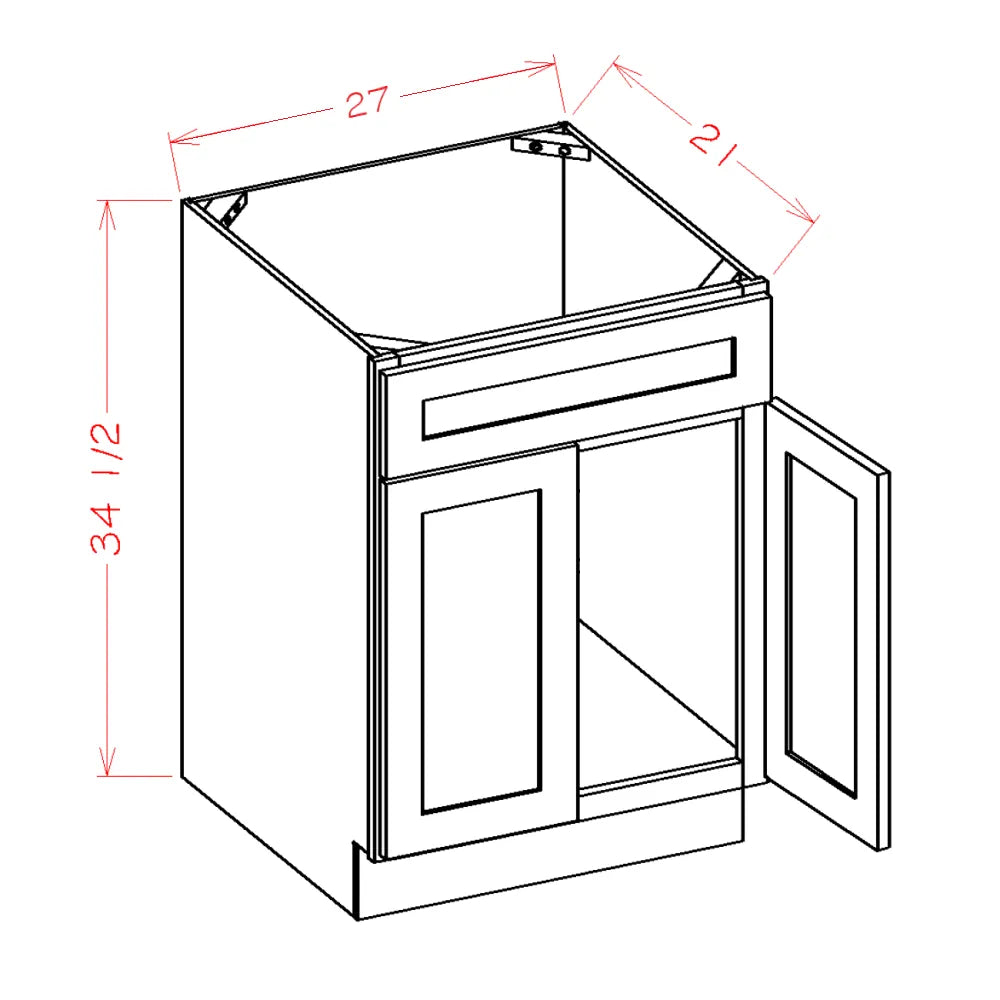27 Inch White Shaker Single Sink Bathroom Vanity