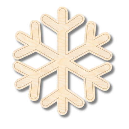 Unfinished Wood Etched Simple Snowflake Shape | Paint By Line Crafts | up to 30" DIY