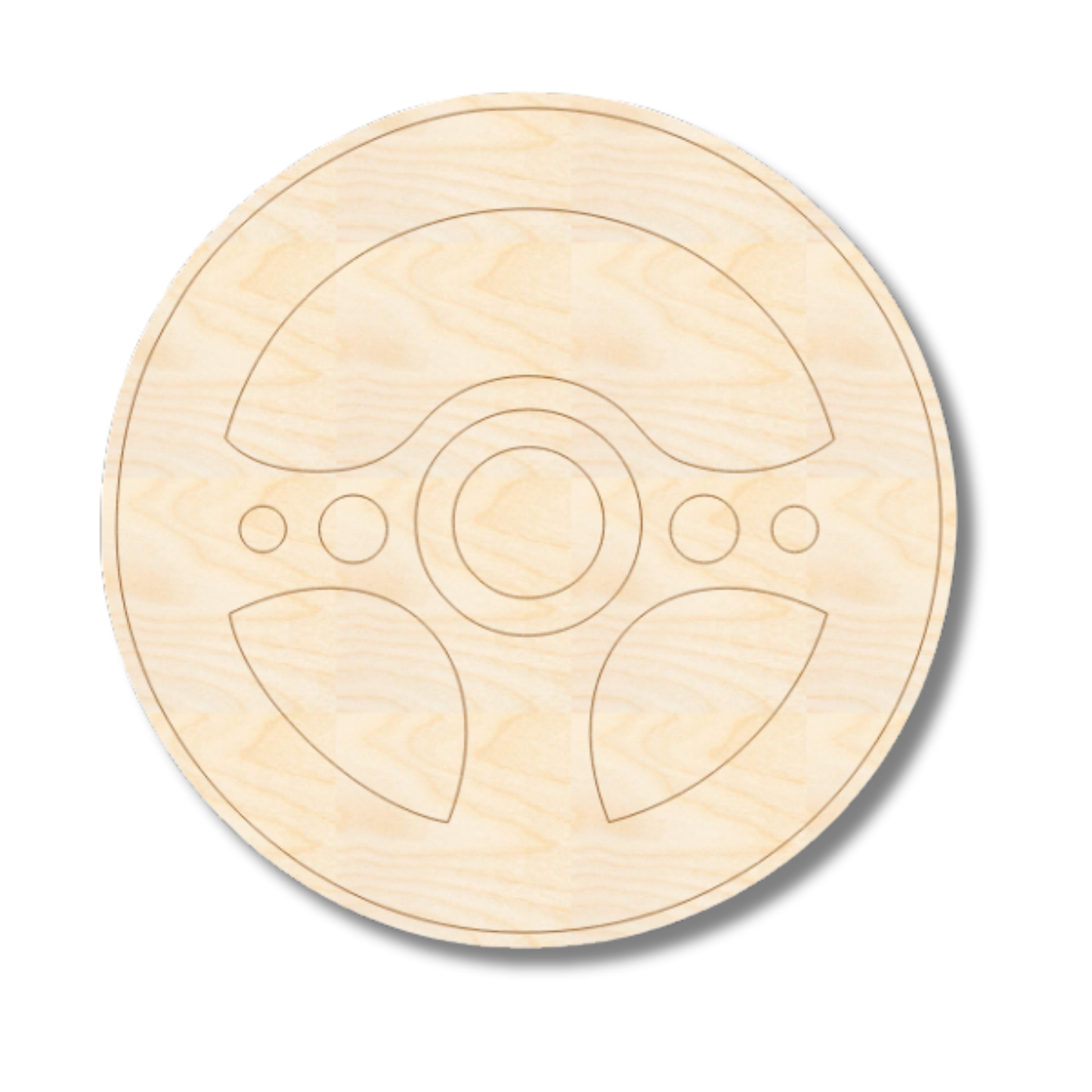 Unfinished Wood Etched Steering Wheel Shape | Paint By Line Crafts | up to 30" DIY