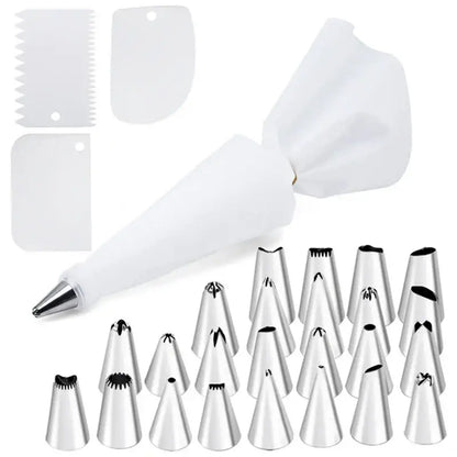 29-piece stainless steel cream puff nozzles set kitchen piping tools