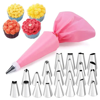 29-piece stainless steel cream puff nozzles set kitchen piping tools