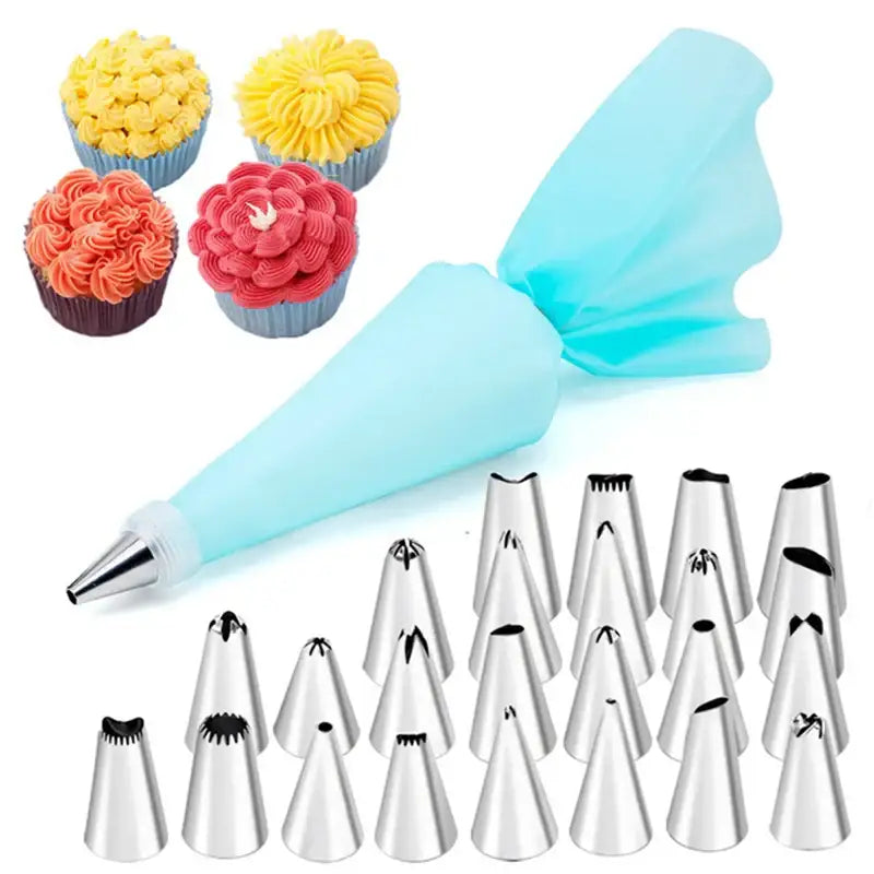 29-piece stainless steel cream puff nozzles set kitchen piping tools