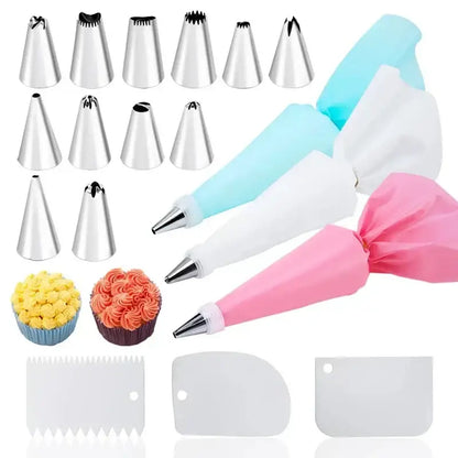 29-piece stainless steel cream puff nozzles set kitchen piping tools