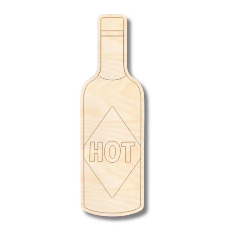 Unfinished Wood Etched Hot Sauce Shape | Paint By Line Crafts | up to 30" DIY