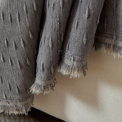 Textured Throw Blanket with 3D Dobby Weave, Minimalist Furniture Protector for Couch
