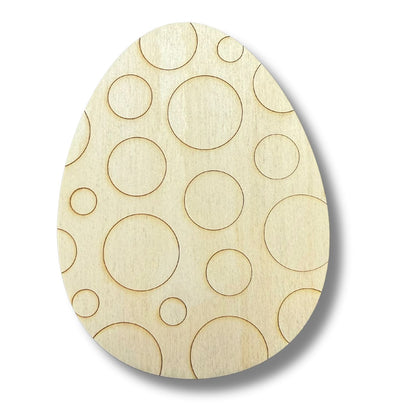 Unfinished Wood Etched Circle Pattern Egg Shape | Paint By Line Crafts | up to 30" DIY