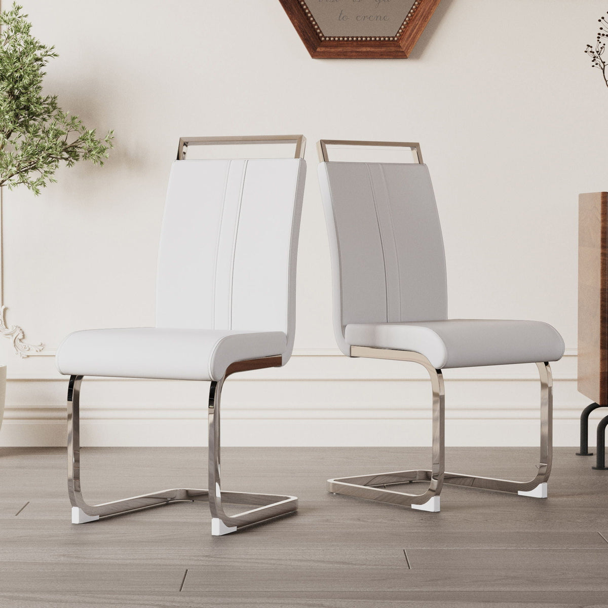 Modern Dining Chairs With Padded Seat, High Back