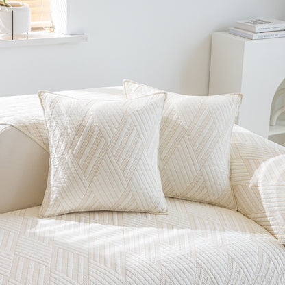 Quilted Geometric Cotton Sofa Cover, Non-Slip & Thick Padded Furniture Covers
