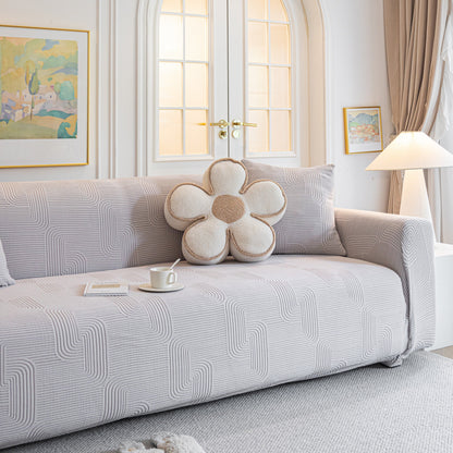 Modern Slipcovers Geometric Textured Stretchable Sofa Cover for Couch with Chaise