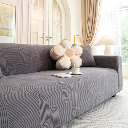 Modern Slipcovers Geometric Textured Stretchable Sofa Cover for Couch with Chaise