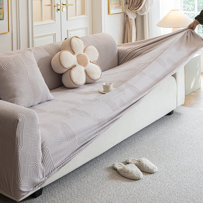 Modern Slipcovers Geometric Textured Stretchable Sofa Cover for Couch with Chaise