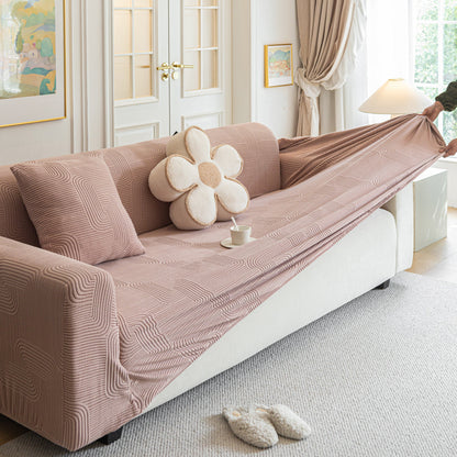 Modern Slipcovers Geometric Textured Stretchable Sofa Cover for Couch with Chaise
