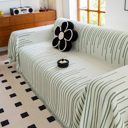 Boho Striped Jacquard Throw Sofa Slipcover Chenille Sofa Throws for Couches for Pets Kids Home Decor