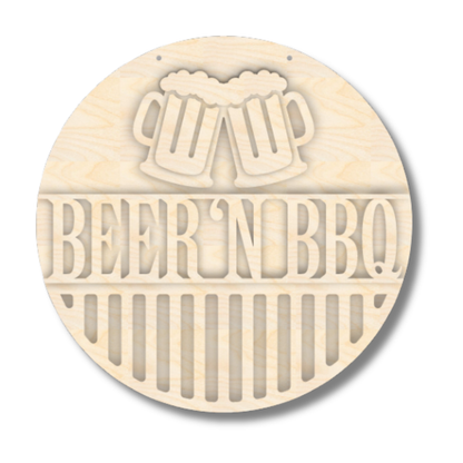 Unfinished Wood Beer N BBQ Door Sign Kit | Wood Craft Cutouts | 1/4" Thick |