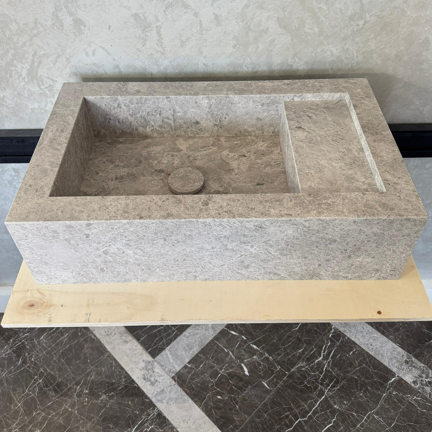 Custom Marble Sink, Handmade Custom Tundra Grey Marble Sink, Marble Vanity Top Sink, Sink For Bathroom, Marble Vessel Sink,Marble Countertop (NS-066)
