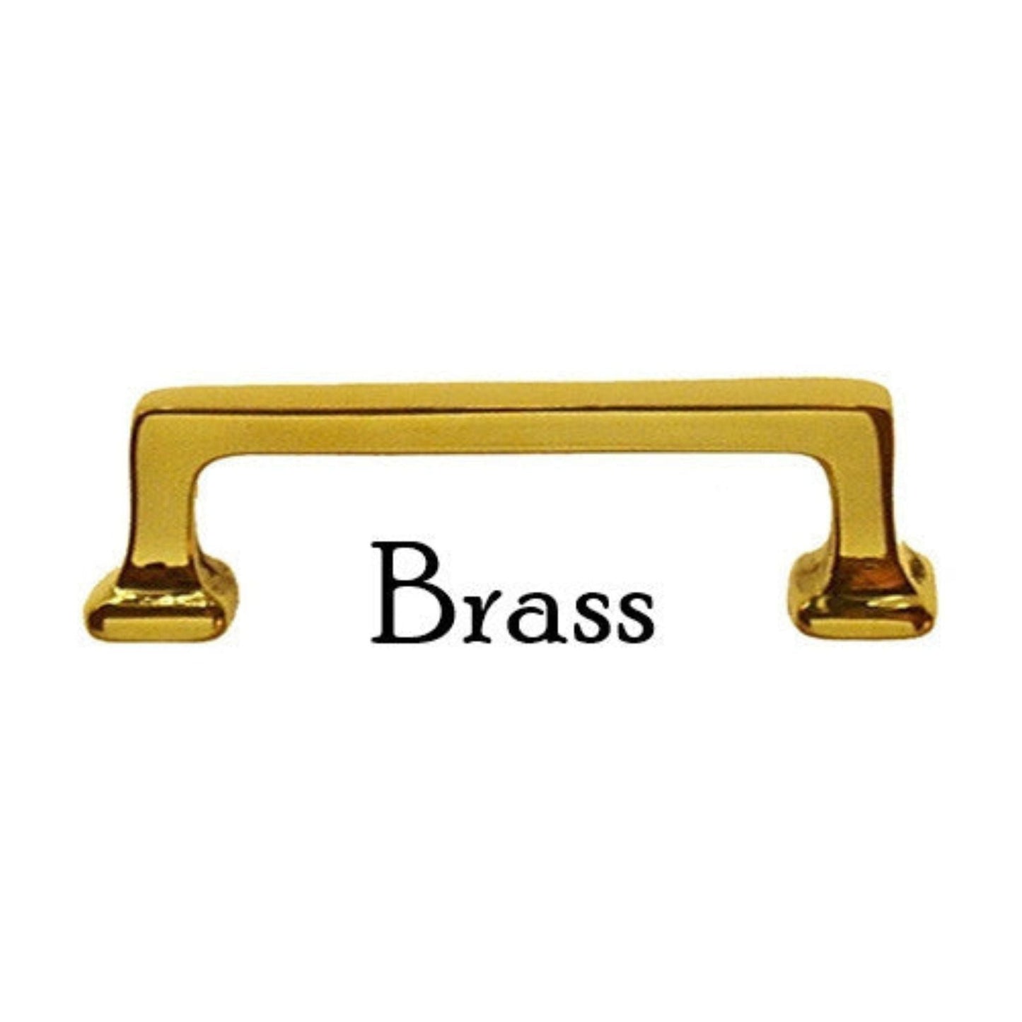 Small Mission Style Handle Solid Brass with Straight Lines & Square Bases Available in Brass, Nickel, and Oil Rubbed Bronze