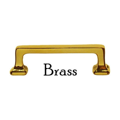 Small Mission Style Handle Solid Brass with Straight Lines & Square Bases Available in Brass, Nickel, and Oil Rubbed Bronze