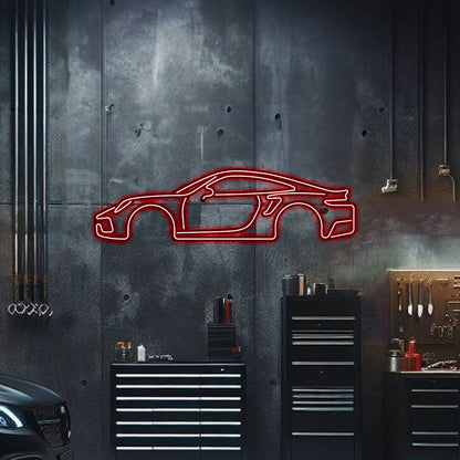 911 Turbo Model S Metal Neon Car Wall Art - MTN0042