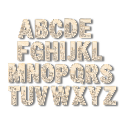 Unfinished Wood Layered Themed Letters | Wild Flowers | A-Z | 2 Piece | up to 24"