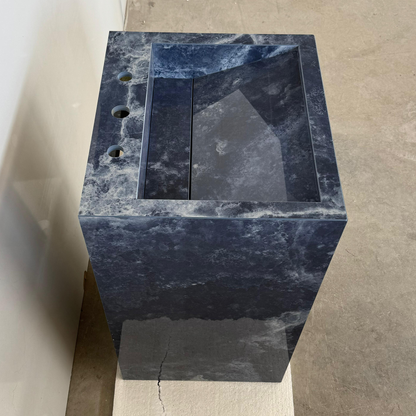 Custom Handcrafted Pedestal Porcelain Sink, Freestanding Blue Porcelain Integrated Sink, Bathroom Sink, Powder Room Sink, Marble Look Sink (ES-170)