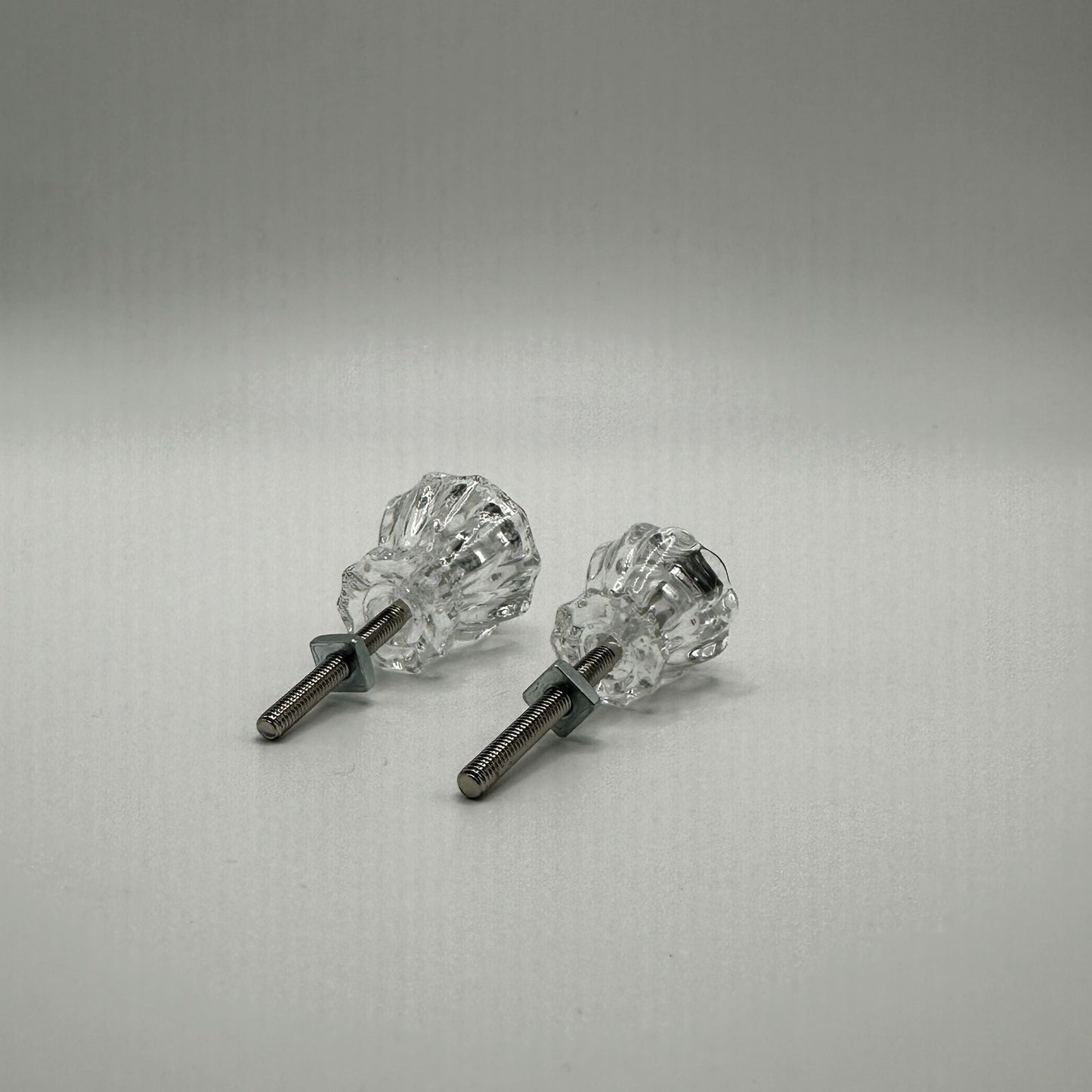 Fluted Glass Knob Vintage Old-Cut Replica Front Mounted Retro Depression Era