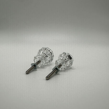 Fluted Glass Knob Vintage Old-Cut Replica Front Mounted Retro Depression Era