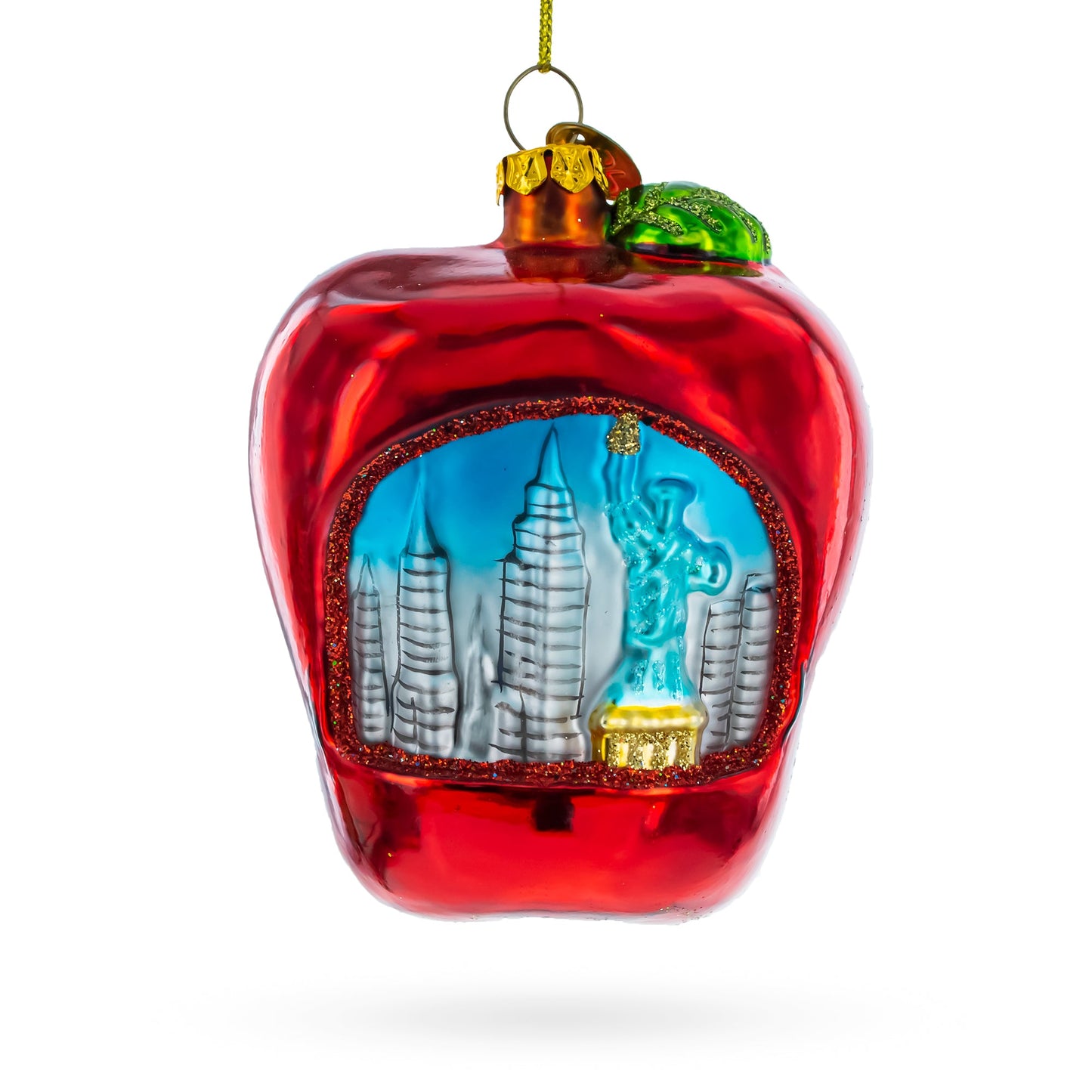 New York City Big Apple Glass Christmas Ornament