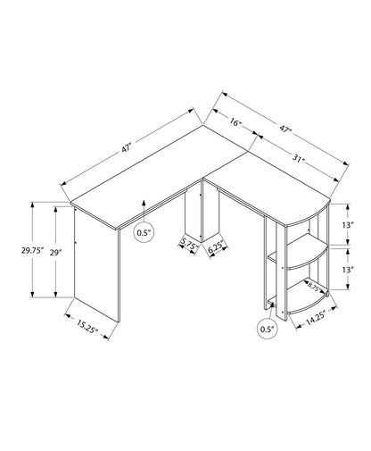 Computer Desk, Home Office, Corner, Storage Shelves, L Shape, Laptop, Contemporary & Modern