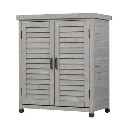Potting Bench With Storage Cabinet And Metal Table Top For Outdoor