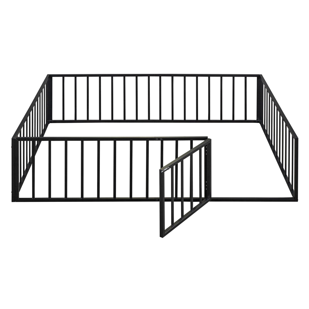 Metal Floor Bed Frame With Fence And Door