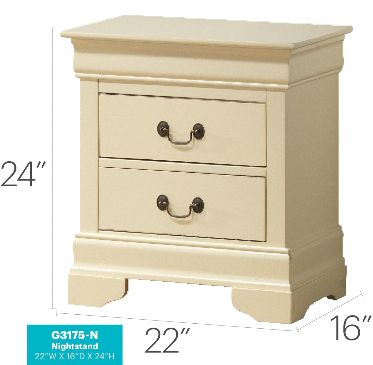 Louis Phillipe - Nightstand - Wood
