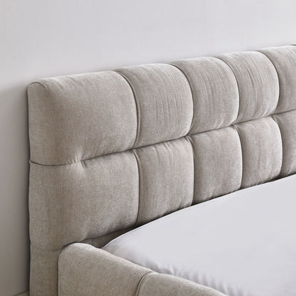 Modern Platform Bed Frame With Thick Fabric