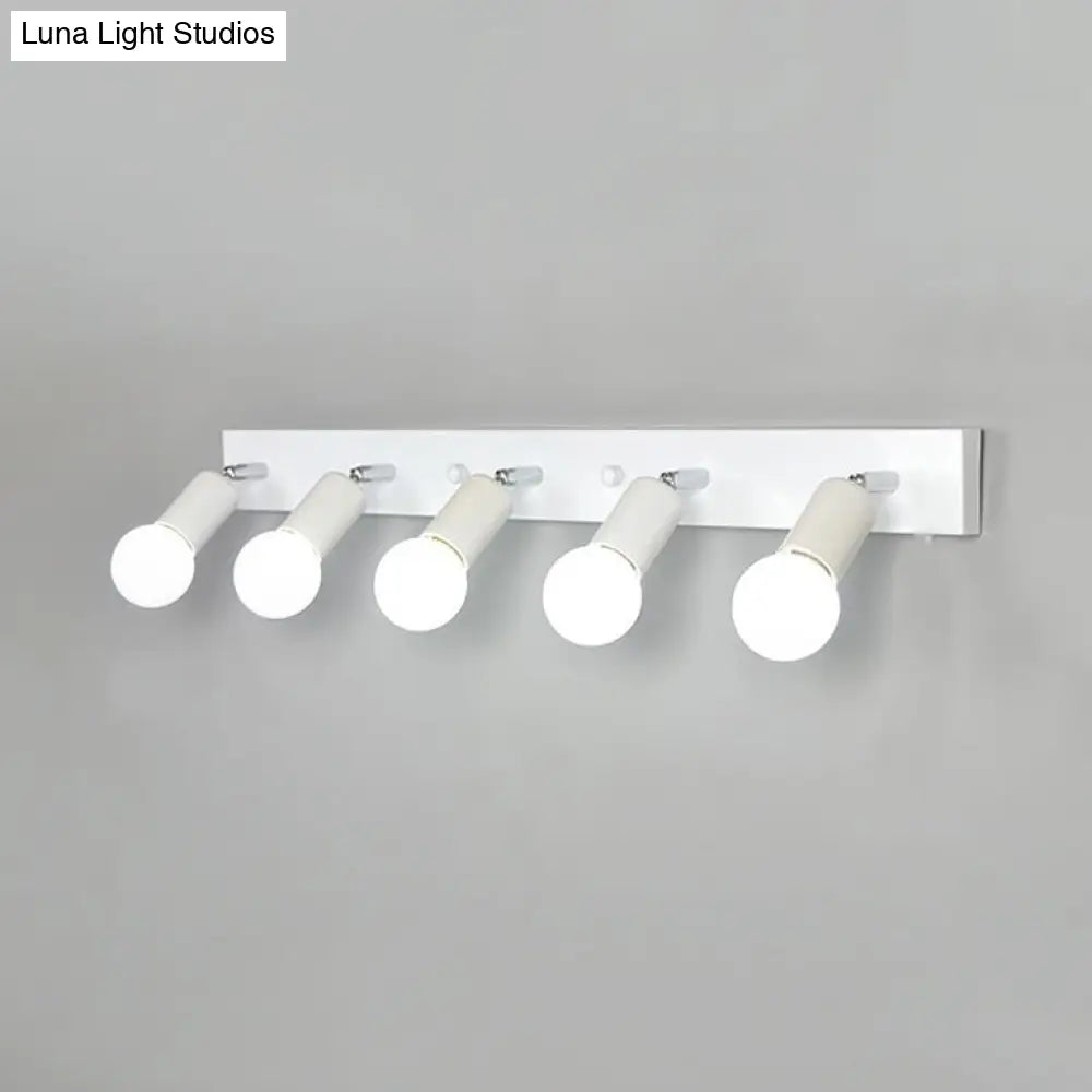 DecorBites™ 3/4-Head Bedroom Vanity Wall Sconce in Simple Metal Finish with Exposed Bulb - Black/White