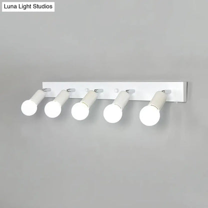 DecorBites™ 3/4-Head Bedroom Vanity Wall Sconce in Simple Metal Finish with Exposed Bulb - Black/White