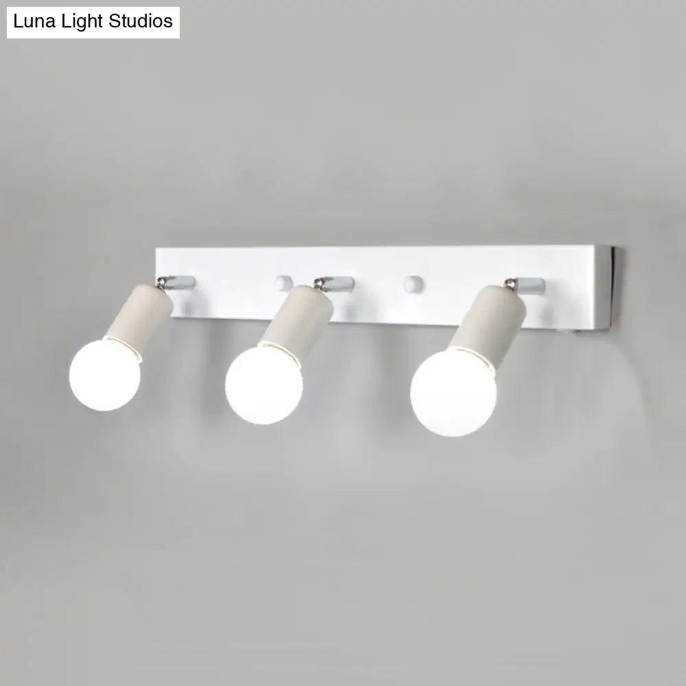 DecorBites™ 3/4-Head Bedroom Vanity Wall Sconce in Simple Metal Finish with Exposed Bulb - Black/White