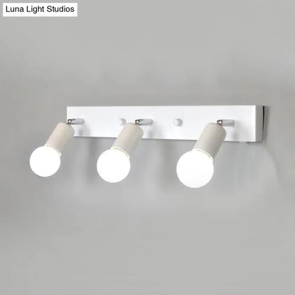 DecorBites™ 3/4-Head Bedroom Vanity Wall Sconce in Simple Metal Finish with Exposed Bulb - Black/White