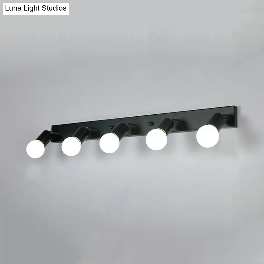 DecorBites™ 3/4-Head Bedroom Vanity Wall Sconce in Simple Metal Finish with Exposed Bulb - Black/White