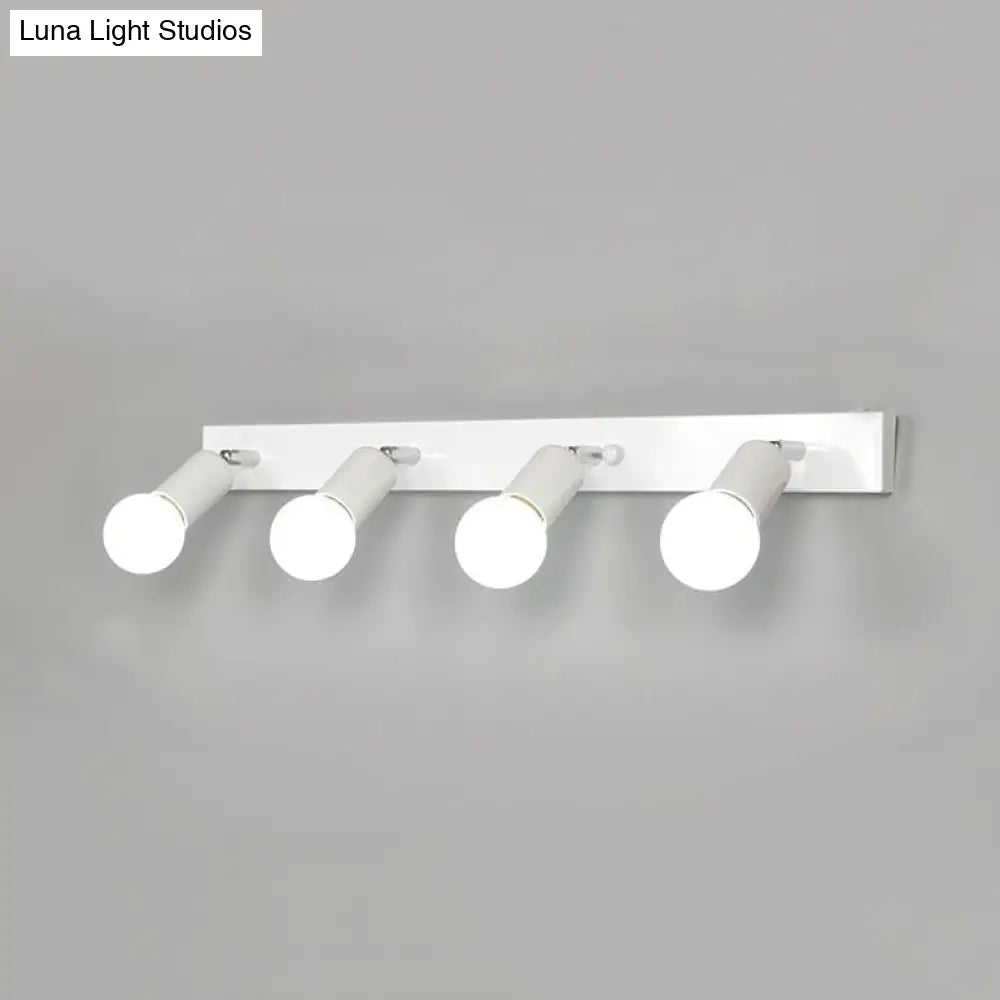 DecorBites™ 3/4-Head Bedroom Vanity Wall Sconce in Simple Metal Finish with Exposed Bulb - Black/White